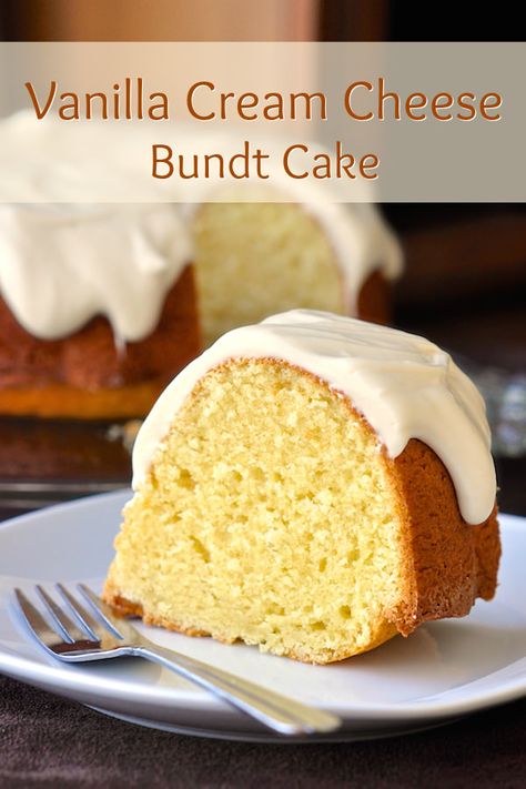 Vanilla Cream Cheese Bundt Cake -Vanilla does not take a back seat in this rich, very flavourful cream cheese bundt cake. A generous cover of vanilla cream cheese glaze adds more indulgence. Vanilla Bundt Cake Recipes, Cream Cheese Bundt Cake, Cheese Ideas, Sweet Potato Pound Cake, Newfoundland Recipes, Vanilla Cream Cheese, Special Meals, Rock Recipes, Cake Hacks