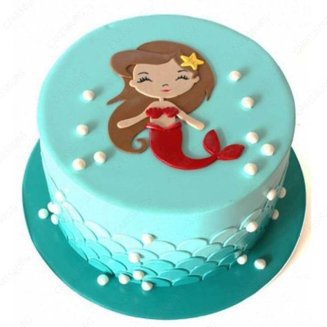 Mermaid Sheet Cake Ideas, Ombre Buttercream, Two Tiered Cake, Shells And Pearls, Sweet Birthday Cake, Kids Birthday Party Cake, Mermaid Theme Birthday Party, Mermaid Birthday Cakes, Sugar Icing