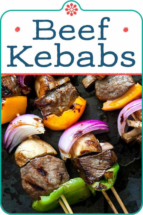 Beef Kabobs Recipe (Shish Kebabs!) Parrilladas Ideas, Beef Kabob Recipes, Summer Grill, Beef Kebabs, Top Sirloin, Lamb Kebabs, Marinated Lamb, Steak Kabobs, Vegetable Skewers