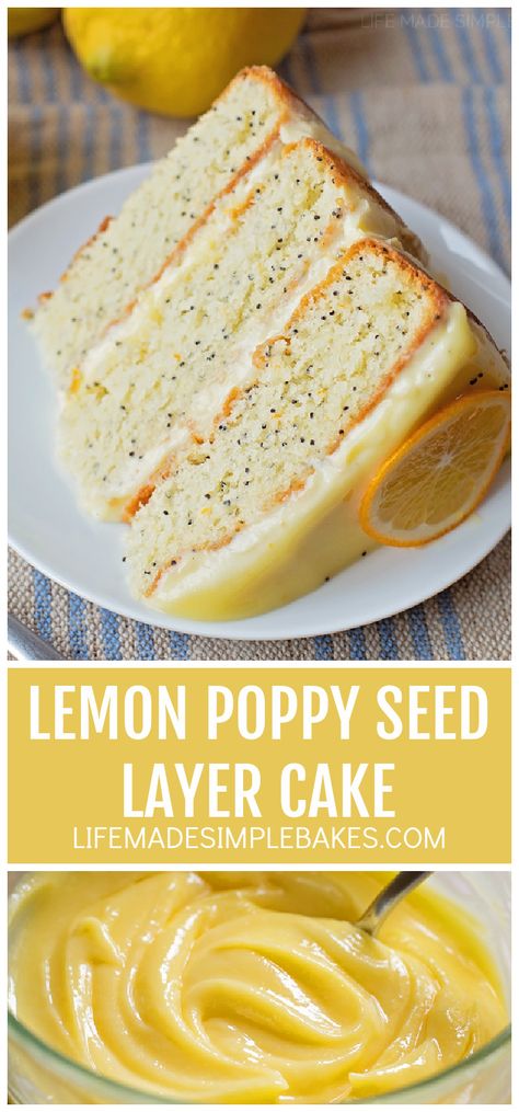 Lemon Poppyseed Cake With Lemon Curd, Lemon Poppy Seed Cake Recipe, Lemon Poppyseed Cake Recipe, Seed Cake Recipe, Poppy Seed Cake Recipe, Speciality Cakes, Lemon Poppy Seed Cake, Blueberry Pies, Cheesecake Fruit