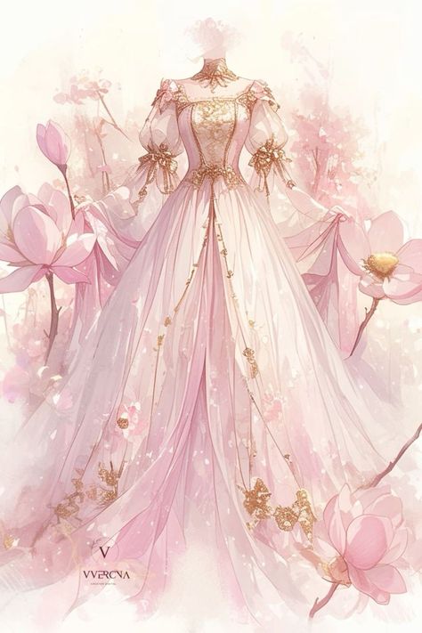 Pink Dress Drawing, Victorian Era Dresses, Best Wedding Photos, Dreamy Gowns, Dress Design Drawing, Fantasy Dresses, Fashion Drawing Dresses, Dress Design Sketches, Fashion Illustration Dresses