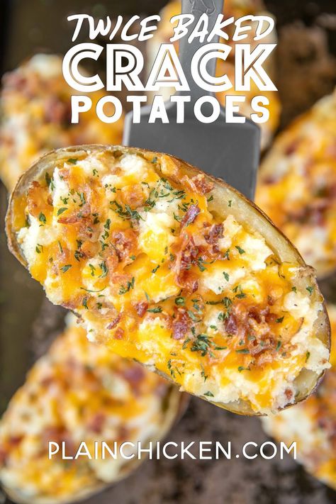 Cracked Potatoes Recipe, Best Twice Baked Potatoes, Salt Potatoes, 2023 Meals, Bacon Butter, Cottagecore Recipes, Stuffed Potatoes, Skillet Pasta, Loaded Baked Potato