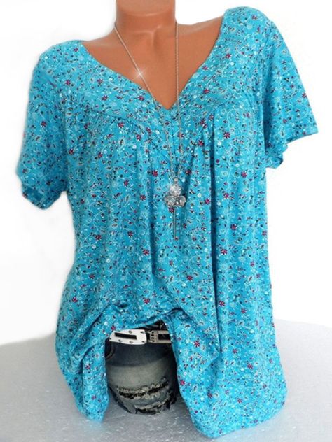 Short Sleeve Shirt Women, Girls Blouse, Loose Blouse, Floral Print Blouses, Floral Print Tops, Floral Print Shorts, Casual Blouse, Blouse Styles, Short Sleeve Blouse