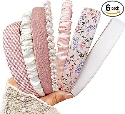 Padded Headbands, Fashion Headbands, Pink Flower Headband, Padded Headband, Cute Headbands, Wide Headband, Pearl Headband, Hair Hoops, Headband Styles