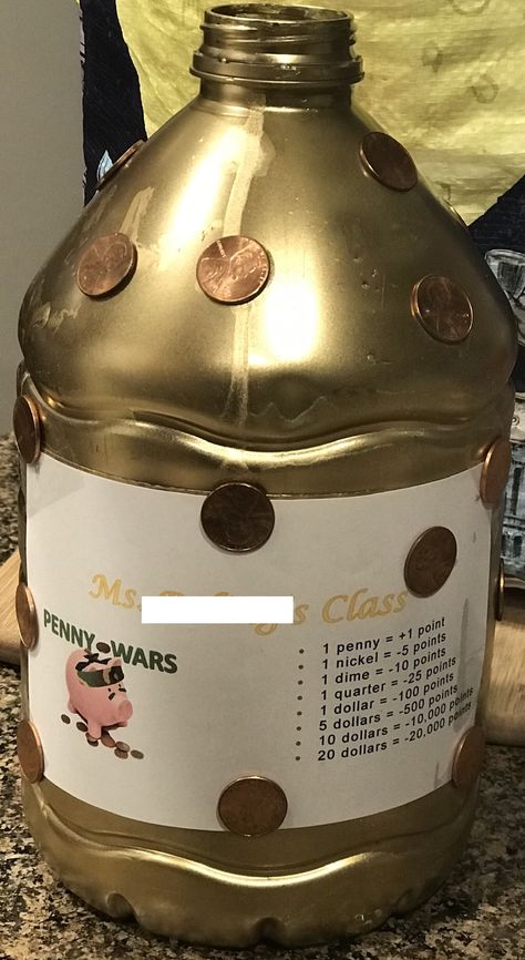 Penny Wars Penny Wars Jars Ideas, Penny Wars Fundraiser, Penny Wars, Penny 1, Pta School, Theme Days, School Hacks, School Ideas, Minion