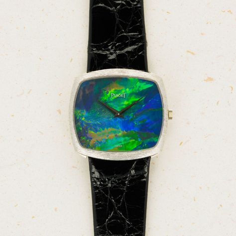 Piaget Opal Dial TV-Screen 9731 18k WG | Auctions | Loupe This Opal Watch, Piaget Mens Watch, Piaget High Jewelry, Piaget Rose Jewelry, Luxury Blue Diamond Watch With Metal Dial, Vintage Piaget Watch, Tv Screen, Time Piece, Opal