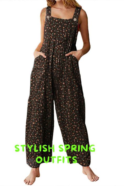 Flower Print Jumpsuit, Linen Overalls, Collar Jumpsuit, Tank Jumpsuit, Vintage Jumpsuit, Jumpsuit For Women, Floral Print Jumpsuit, Loose Jumpsuit, Jumpsuit Pattern