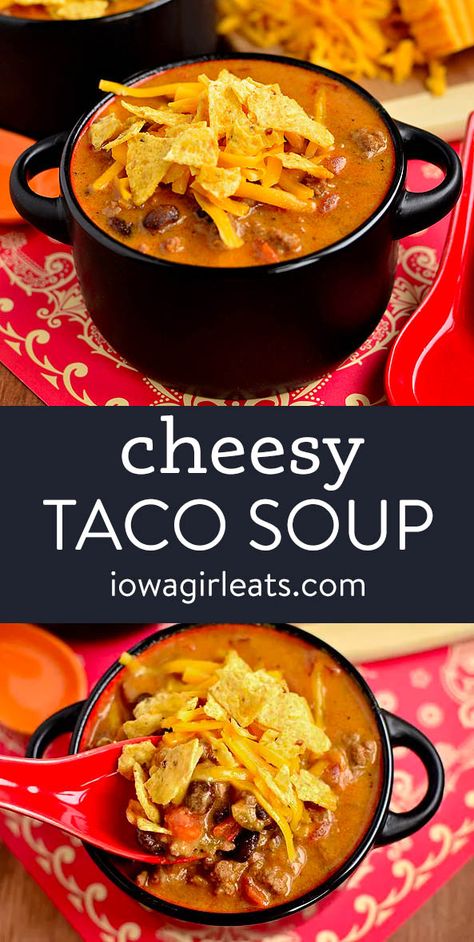 Cheesy Beef Taco Soup, Easy Creamy Taco Soup, Taco Soup With Velveeta Cheese, Dinner Ideas Easy Quick 5 Ingredients Simple Soup Recipes, Ground Beef Taco Soup, Cheesy Taco Soup, Gluten Free Ground Beef Recipes, Ground Beef Soup Recipes, Easy Homemade Cheese