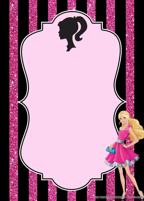 Barbie Invitation Template, Barbie Silhouette Party, Barbie Birthday Invitation, Printable Barbie, Barbie Invitation, Barbie Birthday Invitations, Barbie Invitations, Birthday Party Invitations Free, Barbie Party Decorations