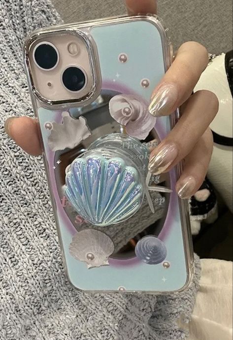 Cute Blue Laser Conch Bracket Phone Holder Case For iPhone 14 13 12 Pro Max 11 14 August Hairstyles, Blue Iphone 13 Pro Max Aesthetic, Iphone 13 Blue, Phone Cases For Iphone 13 Pro Max Blue, Mermaid Aesthetic Phone Case, Mermaid Case, Blue Laser, Seashell Iphone Case, Purple Cases