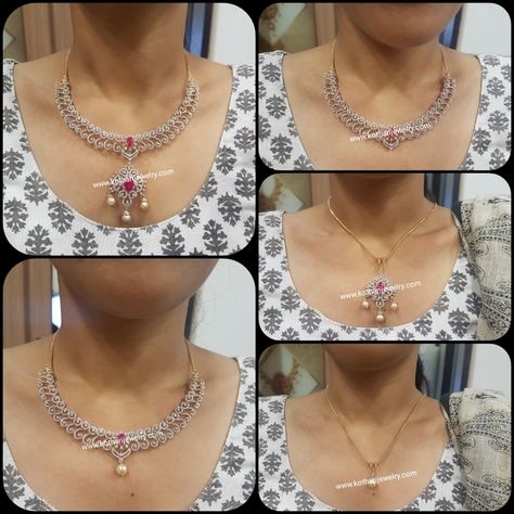 Trendy Diamond Necklace, Uncut Diamond Necklace, Diamond Necklace Indian, Diamond Gold Earrings, Detachable Pendant, Indian Diamond Jewellery, Pearl Neck, Bridal Diamond Necklace, Bracelets Diamond