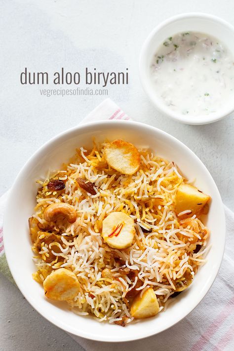 Aloo Biryani Recipe, Aloo Biryani, Aloo Dum, Dum Biryani Recipe, Dum Aloo, Dum Biryani, Biryani Recipe, Baby Potatoes, Biryani