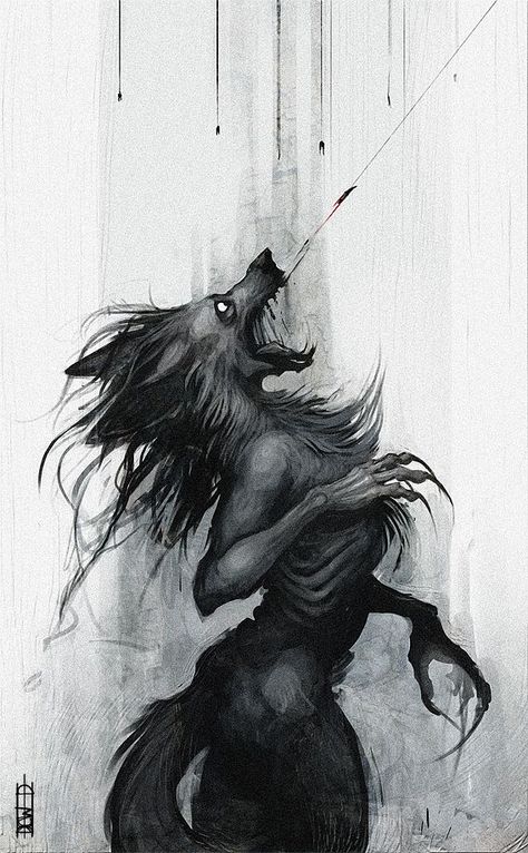 Art Sinistre, Werewolf Aesthetic, Werewolf Art, White Drawing, Mythical Creatures Art, Wow Art, Creepy Art, Wolf Art, Black And White Drawing