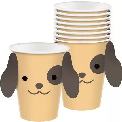 Pawsome Party Paper Cups, 9oz, 8ct Meri Meri Puppy Party, Puppy Themed Birthday Party Decorations, Pink Puppy Party, Dog Themed First Birthday Party, Dog 2nd Birthday, Corgi Party, Dog Party Invitations, Puppy Pawty, Paw Party