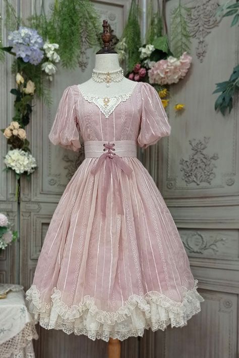 Op Dress, Cottagecore Outfits, Classic Lolita, Old Fashion Dresses, Chiffon Fashion, Fairytale Dress, Fantasy Dress, Pink Outfits, Lolita Dress