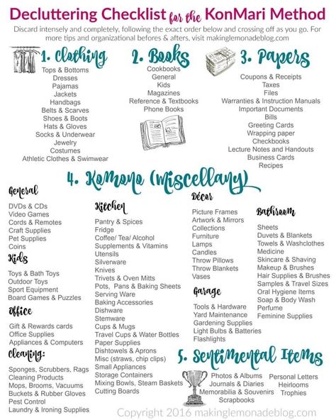 Konmari Checklist, Konmari Organizing, Decluttering Checklist, Making Lemonade, Konmari Method, Organisation Hacks, Home Organisation, Organize Declutter, Declutter Your Home