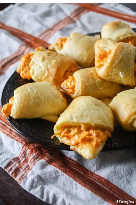 Buffalo Chicken Roll-Ups Buffalo Chicken Roll Up, Buffalo Chicken Appetizers, Strawberry Truffles, Chicken Squares, Buffalo Chicken Pinwheels, Buffalo Chicken Rolls, Peanut Butter Dip, Chicken Roll Ups, Ranch Pork Chops