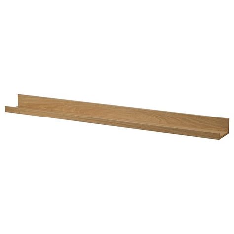 MOSSLANDA Picture ledge - oak effect - IKEA Ikea Mosslanda Living Room, Mosslanda Picture Ledge Living Rooms, Mosslanda Bar Shelf, Ikea Picture Ledge Books, Ikea Mosslanda 55cm, Wall With Art, Mosslanda Picture Ledge, Dorm Laundry, Ikea Food