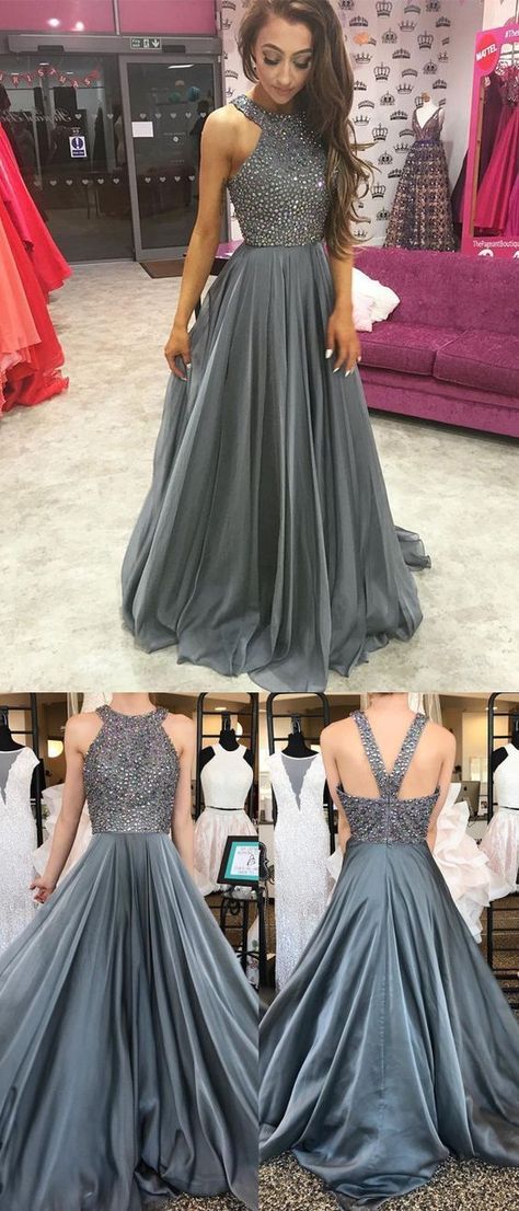 831c2f88a604a07ca94314b56a4921b8desc39532096ri Grey Prom Dress Long, Bridesmaid Dresses Vintage, High Neck Evening Dress, Prom Dress Halter, Grey Evening Dresses, High Neck Prom Dress, Popular Prom Dresses, Grey Prom Dress, Cheap Prom Dresses Long