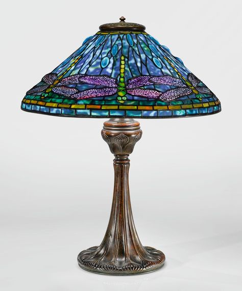 tiffany studios dragonfly tab ||| lighting ||| sotheby's n10084lotb6lsqen Tiffany Ceiling Lights, Jersey Collection, Tiffany Studios, Antiques Roadshow, Art Glass Lamp, Louis Comfort Tiffany, Tiffany Glass, Stained Glass Lamps, Table Lamp Shades