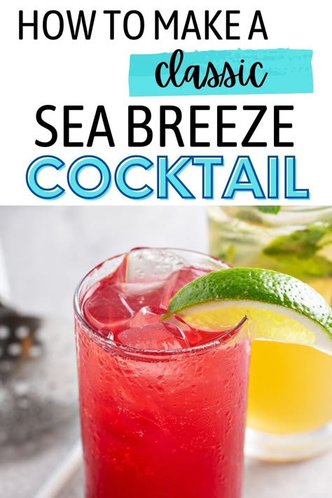 Spring Drink Ideas, Spiked Fruit, Seabreeze Cocktail, Sea Breeze Cocktail, Summer Drink Recipe, Spring Drink, Citrus Vodka, Cranberry Juice Cocktail, Perfect Summer Drink