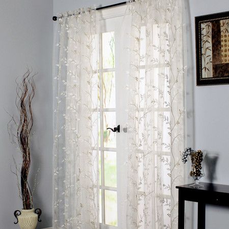 Ideas Armario, Subtle Embroidery, Decorative Curtain Rods, White Sheer Curtains, Sheer Curtain Panels, Curtains Living, Custom Drapes, Lace Curtains, Rod Pocket Curtain Panels