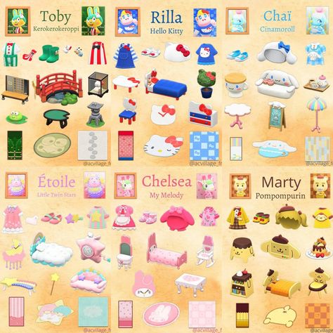 Animal Crossing Pathing Codes, Sanrio Animal Crossing Villagers, Acnh Sanrio Villagers, Acnh Sanrio Items, Cozy Core Animal Crossing, Sanrio Custom Designs Animal Crossing, Cute Acnh Entrance Ideas, Chrissy And Francine Animal Crossing, Animal Crossing Sanrio Island