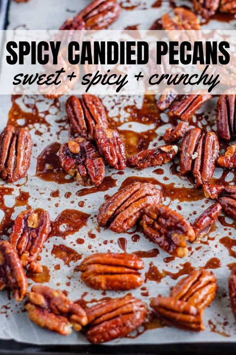 Toasted Candied Pecans, Spiced Candied Pecans, Sweet And Salty Pecans Recipe, Spicy Candied Pecans Recipe, Seasoned Pecans, Spicy Pecans Recipe, Spicy Candied Pecans, Sweet And Spicy Pecans, Candied Pecans Easy