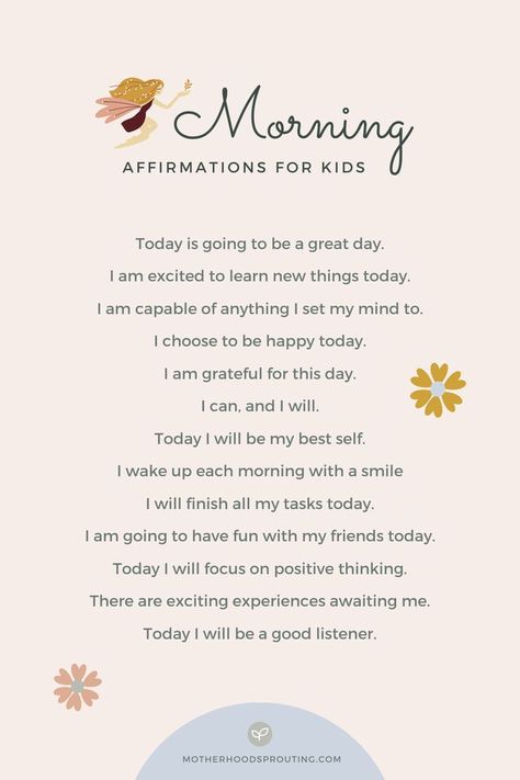 Discover practical advice and strategies for nurturing your child's growth in a positive and supportive environment. Explore expert insights on fostering emotional intelligence, building strong relationships, and guiding your child through each developmental stage with love and patience. Whether you're looking for tips on communication, discipline, or encouragement, this board provides valuable resources to help your child thrive. Morning Affirmations For Kids, Kids Positive Affirmations, Affirmation For Kids, Positive Affirmations For Kids, Positive Parenting Solutions, Parenting Knowledge, Lecture Notes, Parenting Solutions, Prayers For Children