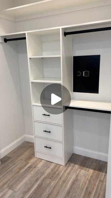 AV Wood Designs on Instagram: "Small custom closet with the hidden drawer feature ……

•
•
DM TO INQUIRE 

#woodworking #fyp #custom #handmade #closetmakeover #closet #closetorganization #closetgoals #closetdesign #diy #closetideas #wooddesign #homestorage #finewoodworking #melamine #process" Small Custom Closet, Small Walk In Closet Makeover, Walk In Closet Makeover, Closet Upgrade, Closet Makeover Diy, Small Walk In Closet, Hidden Drawer, Diy House Renovations, New House Decor