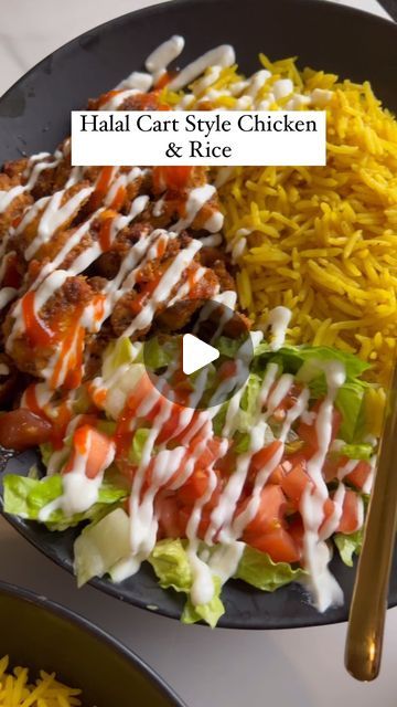 ‎♥️🇵🇸بنت فلسطين‎ on Instagram: "Halal Cart Chicken & Rice   Flavor bomb chicken and rice, at a fraction of the price and from anywhere across the  country! It honestly tastes wayyyy better than the ones I've had, and you will love it.   FOR FULL RECIPE copy this link or click link in bio https://falasteenifoodie.com/halal-cart-chicken-and-rice/  #Copycat #easyrecipe #foodie #tiktokrecipes  #food #arabfood #halalguys #nycfood #halalguysrecipe #middleeasternfood #easyrecipes #takeout #tiktokfood #foodcart #newyorkfood #newyork #halalcart #shawerma #shawarma" Halal Meal Prep, Halal Rice Recipe, Halal Chicken And Rice Recipe, Halal Chicken Recipe, Halal Cart Chicken And Rice, Halal Guys Recipe, Halal Guys Chicken And Rice, Halal Guys Chicken, Halal Food Recipes