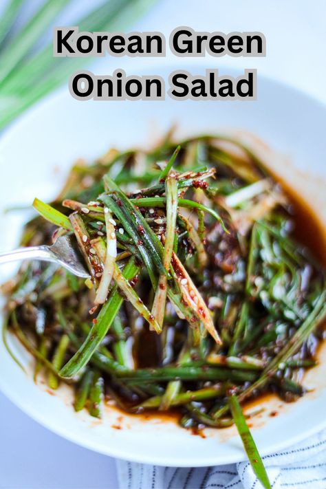 Korean Green Onion Salad (Pa Muchim) is a simple yet flavorful side dish that features fresh thinly sliced green onions as the star ingredient. This salad is a staple in Korean households and is often paired with Korean grilled meat and rice. It is common to serve as a banchan (side dish) alongside various Korean meals. Korean Green Onion, Green Onion Salad, Korean Meals, Onion Salad, Green Onion, Grilled Meat, Green Onions, Onions, Side Dish