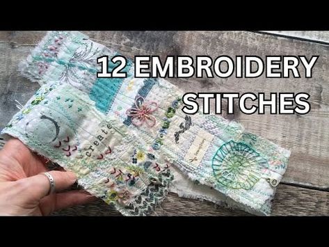 How to embroider by hand // 12 beginner friendly embroidery stitches // slow stitching ideas - YouTube Hand Embroidery Motifs, Scrap Patchwork, Slow Stitching Ideas, Snippet Roll, Free Hand Embroidery, Snippet Rolls, Cloth Books, Bead Embellishment, Stitch Stuff