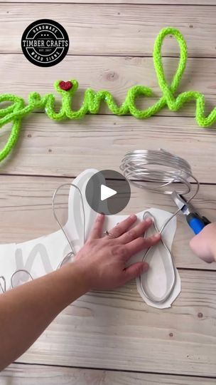 1.7M views · 18K reactions | Here’s the tutorial on how to make this yarn sign, it would look cute on a Grinch themed Christmas tree.🎄💚❤️😊 #grinch #diychristmas #diycrafts | By Timber Crafts | Facebook Grinch Wooden Christmas Tree, Diy Grinch Christmas Garland, How To Make A Grinch, Grinch Canvas Painting Diy, Grinch Outdoor Christmas Decorations Diy, Grinch Mantel Decor, Grinch Ideas For Christmas, Grinch Garland Diy, Diy Grinch Decor