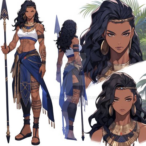 Amazonian Hairstyles, Amazonian Women Art, Amazoness Warrior, Aztec Female Warrior, Polynesian Clothing, Colored Characters, Character Model Sheet, Female Character Concept, Arte Dc Comics