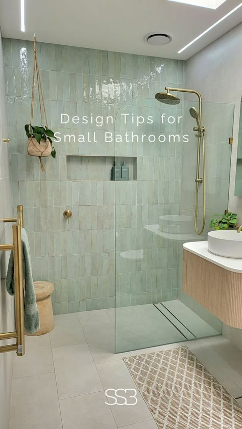 There’s a real art and science behind small bathrooms to be able to create the perfect balance between practicality and luxury. We wanted to explore these versatile spaces a little more, so we’re sitting down with our very own Commercial Director and newbie-renovator Sammy, who has just completed the most inspiring small bathroom renovation with The Blue Space. Wet Room Ideas With Bath, Bright Basement Bathroom, Deep Tub Shower Combo Small Bathrooms, Tiles For Small Bathroom Ideas, Small Primary Bathroom Design, Linear Bathroom Design, Small Tiled Bathroom Ideas, Small 4 Piece Bathroom Layout, Second Bathroom Remodel