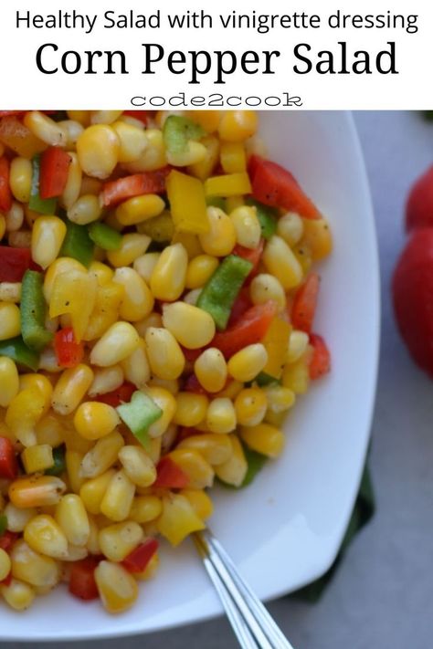 Sweet Pepper Salad Recipe, Cold Corn Salad, Salad Recipes Cucumber, Boiled Sweet Corn, Snack Savory, Sweetcorn Salad, Appetizer Sweet, Rice Recipes Indian, Appetizers Low Carb