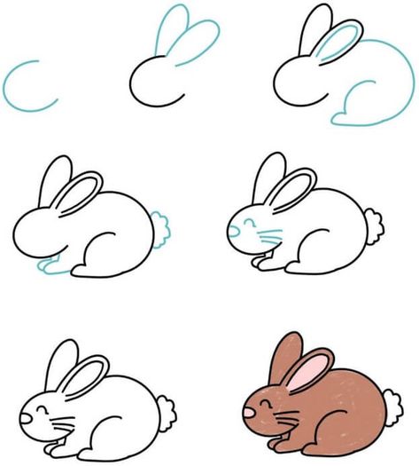 Draw A Bunny, Bunny Sketches, Easy Disney Drawings, Easy Art For Kids, Easy Drawings For Beginners, Bunny Painting, Bunny Drawing, Easy Drawings For Kids, Easy Doodles