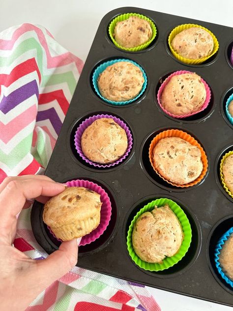 Delicious banana muffins made with just three simple ingredients. Egg free and easy to make gluten and dairy free too! Baby Banana Muffins, 3 Ingredient Banana Muffins, Toddler Finger Foods, Slow Cooker Pasta Recipes, Easy Family Recipes, Healthy Afternoon Snacks, Nut Free Recipes, Gluten And Dairy Free, Fussy Eaters