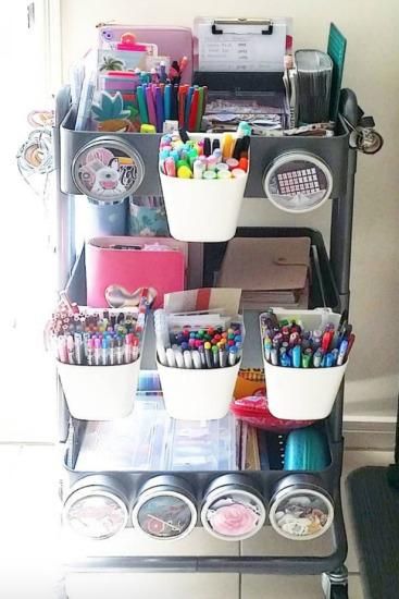 ALDI tiered trolley Craft Trolley, Organizing Aesthetic, Aesthetic Organizer, Kids Craft Storage, Art Caddy, Organization Ideas For The Home, Ideas For Bedrooms, Craft Organisation, Arts And Crafts Storage