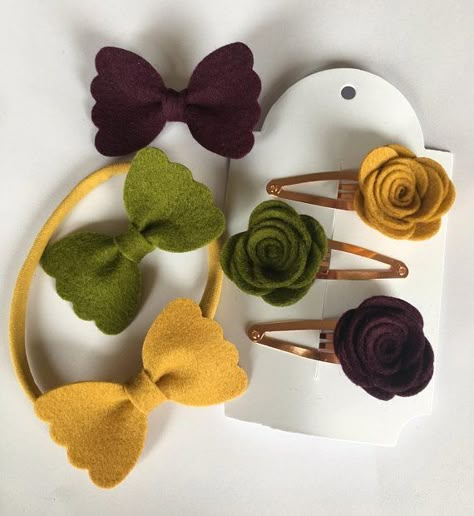 Felt Hair Accessories, Diy Baby Headbands, Felt Hair Clips, Felt Flower Headband, Felt Bows, Baby Hair Accessories, Diy Headband, Making Hair Bows, Alligator Clips