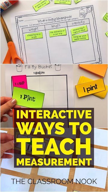 Interactive Ways to Teach Measurement including games, measurement sorts, task cards, and videos!  Check out the post for all the details! Teaching Measurement, Measurement Conversions, Measurement Activities, Upper Elementary Math, Fifth Grade Math, Math Measurement, Fourth Grade Math, Math Instruction, Third Grade Math