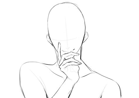 Holding Waist Drawing, Neck Biting Reference, Face Base Reference, Bust Up Pose Reference Male, Half Body Poses Drawing, Half Body Reference, Drawing Base Male, Laughing Pose, Head Positions