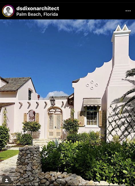 Bermuda Architecture, Dixon Architect, Mission Revival, Cape Dutch, British West Indies, Pink Houses, West Indies, Beautiful Architecture, Architectural Digest