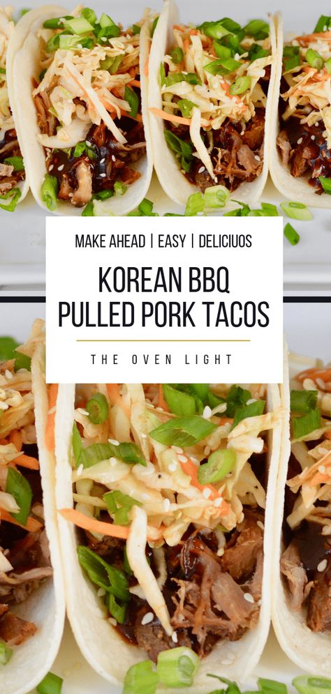 Asian Pork Tacos With Slaw, Korean Pulled Pork Instant Pot, Korean Pork Sandwich, Korean Pork Tacos With Asian Slaw, Korean Bbq Pulled Pork, Quick Tacos, Bbq Pulled Pork Tacos, Leftover Pulled Pork Recipes, Korean Bbq Tacos