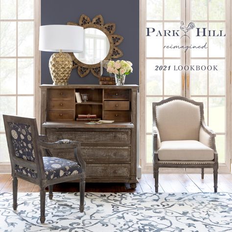 Park Hill Collection 2021 Lookbook Park Hill Collection, Classic Desk, Park Hill, Traditional Style Homes, Urban Farmhouse, Wooden Books, Southern Home, Overnight Guests, Leather Books