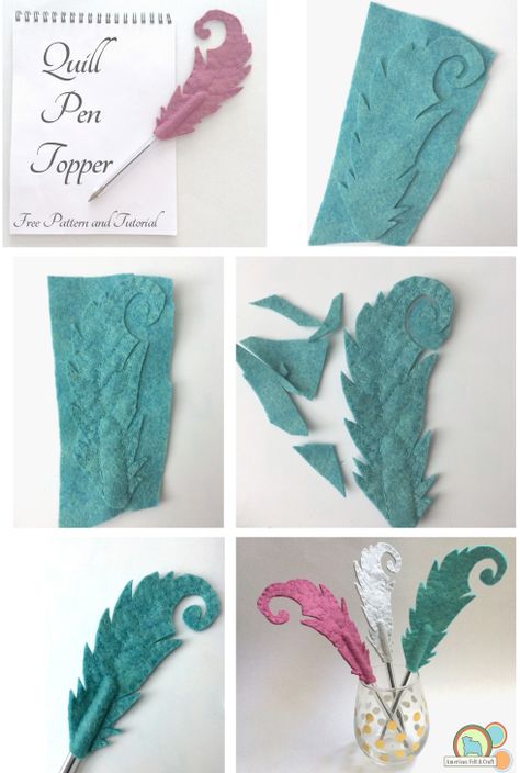 April | 2018 | ~American Felt & Craft ~ Blog Diy Quill Pen, Harry Potter Felt Pattern, Pencil Toppers Diy, Pencil Topper Crafts, Feather Quill Pen, Diy Pen, Pen Toppers, Felt Flowers Diy, Feather Quill