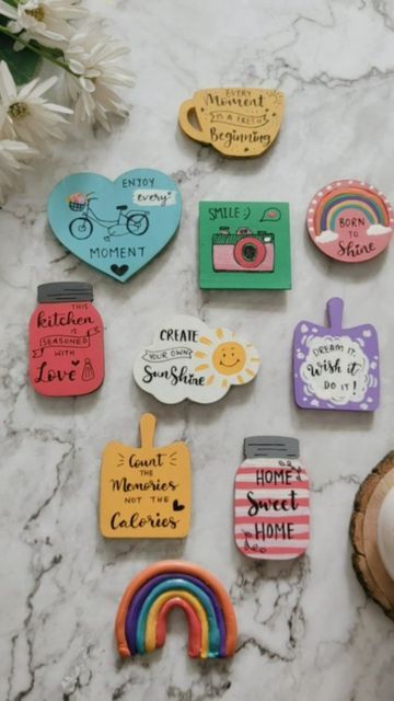 Painting Asethic, Fridge Art Ideas, Fridge Magnets Ideas Creative Mdf, Quirky Fridge Magnets, Mdf Crafts Ideas, Mdf Fridge Magnets Diy, Handmade Wall Decor Crafts, Mdf Crafts Handmade Home Decor, Fridge Magnets Ideas Creative