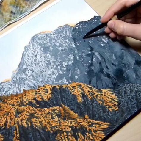 7,978 Likes, 21 Comments - GlobalArt (@_globalart_) on Instagram: “The perfect art doesn't ...😍😍😍 . 🎨 Artist @noellecurtis.art . . 🌎 Check our pages and follow us for…” Watercolor Mountain Landscape, Painting Timelapse, Constructive Feedback, Realistic Watercolor, Watercolor Landscapes, Watercolor Mountains, Painting Videos, Painting Process, Mountain Landscape