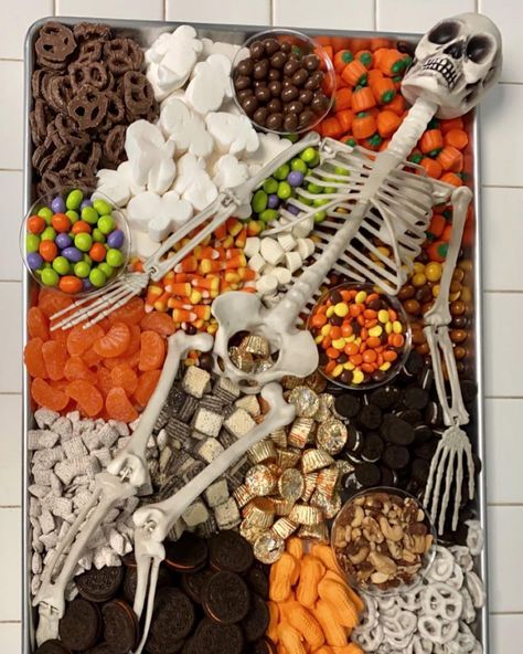 Skeleton Candy Board, Smores Table, Candy Charcuterie Board, Candy Charcuterie, Candy Board, Monster Mash, Charcuterie Board, Cheese Board, This Weekend